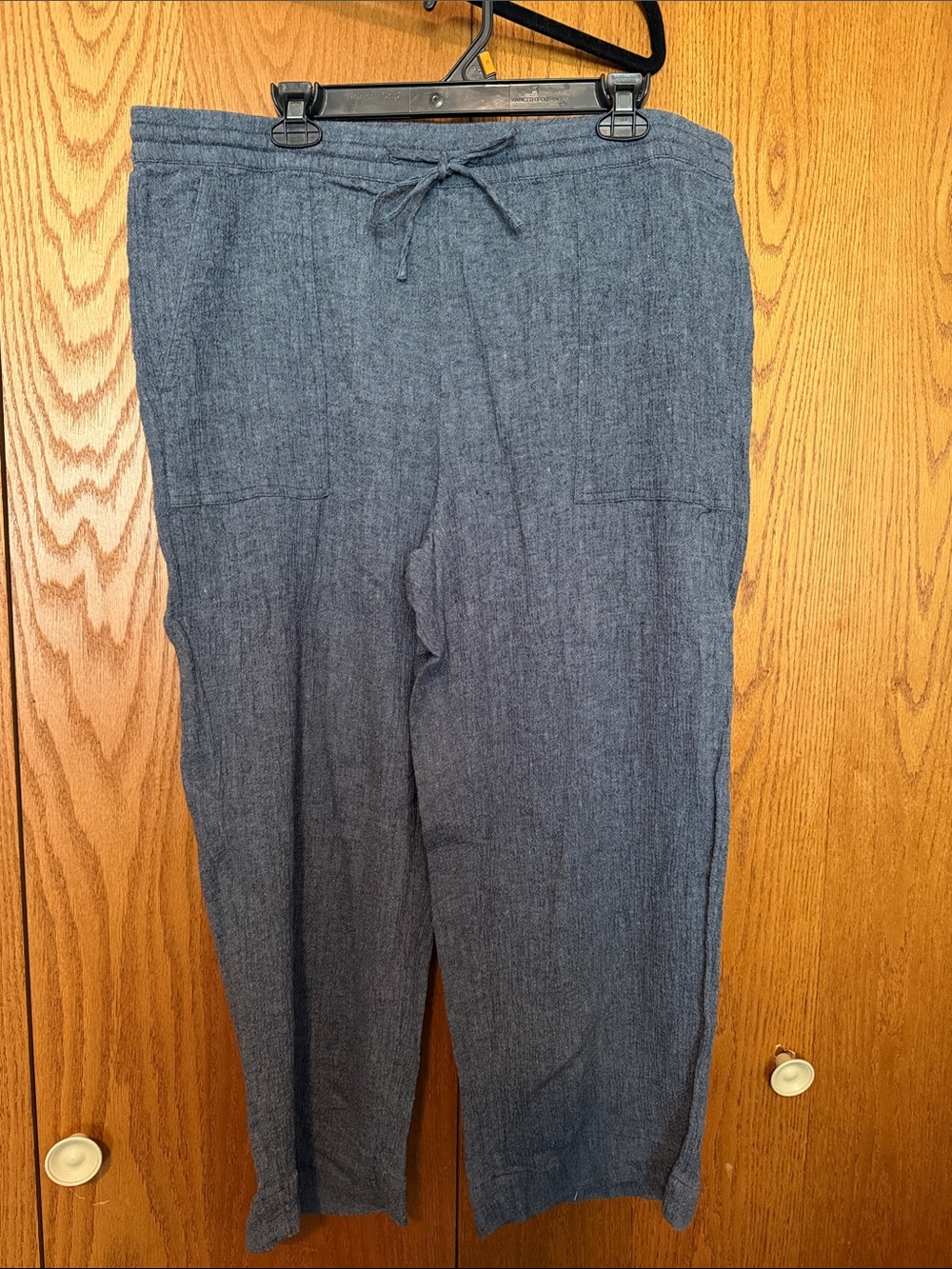 Relaxed Drawstring Womens Pants in Slate Blue